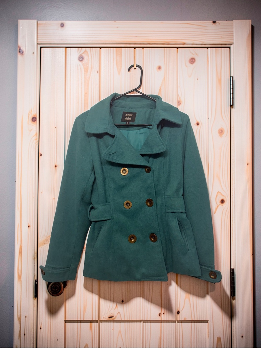 Inspired Hearts Teal Double-Breasted Peacoat